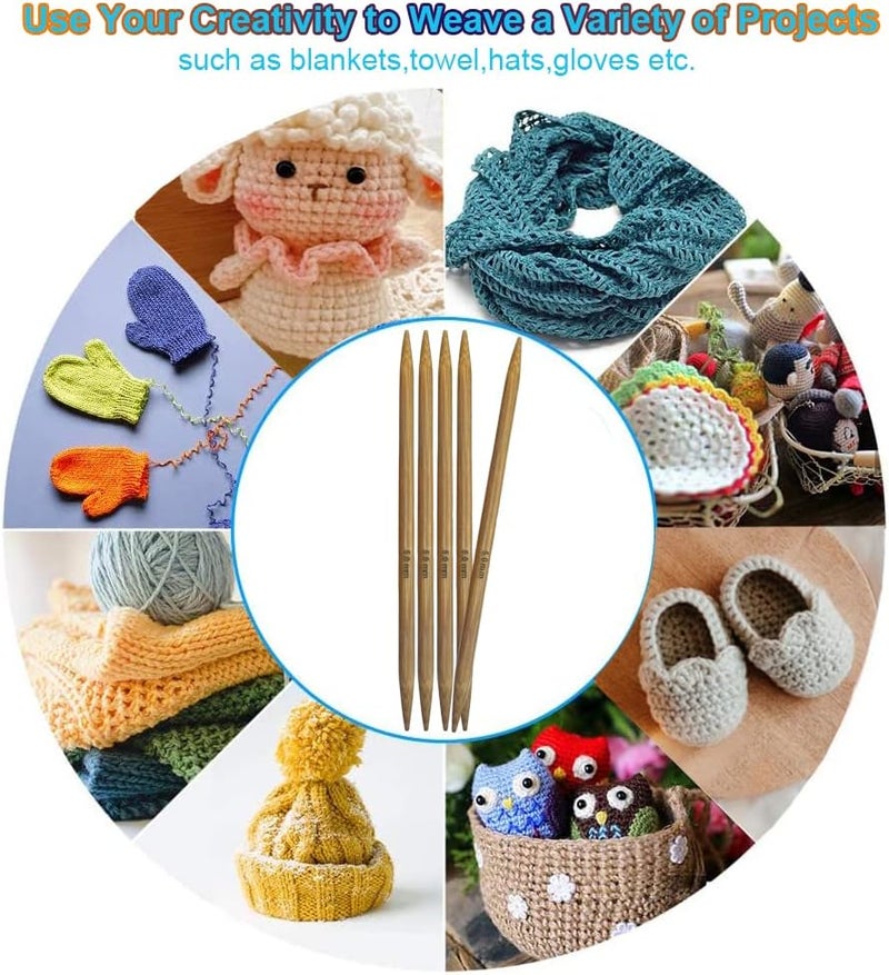 Mdoker Bamboo Double Pointed Knitting Needles Carbonized Bamboo Knitting Needle 7.9 inch(20cm) Length for Handmade Creative DIY Knitting Yarn Projects,Size US 9(5.5mm) - Image 5